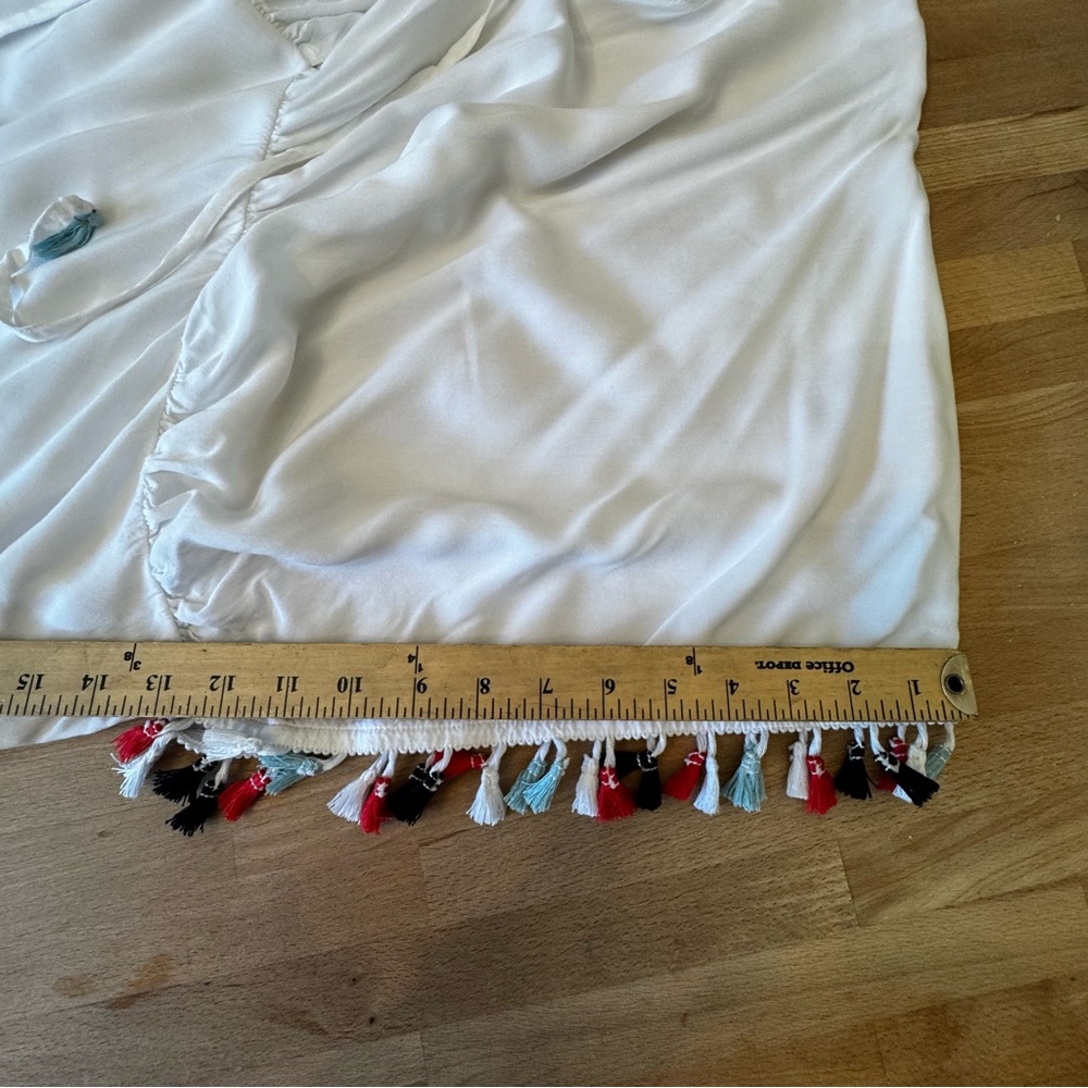 SWIM by CACIQUE Lane Bryant Cover-up White Black Red Tassels Tie Front 18/20 XXL - Picture 12 of 12